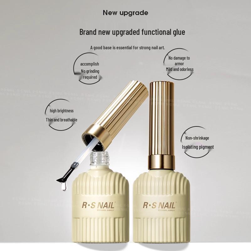 Набор для нейл-арта RS Base Coat без шлифовки и Top Coat Crystal Seal с типсами и наклейками - Салонный гелевый набор для маникюра