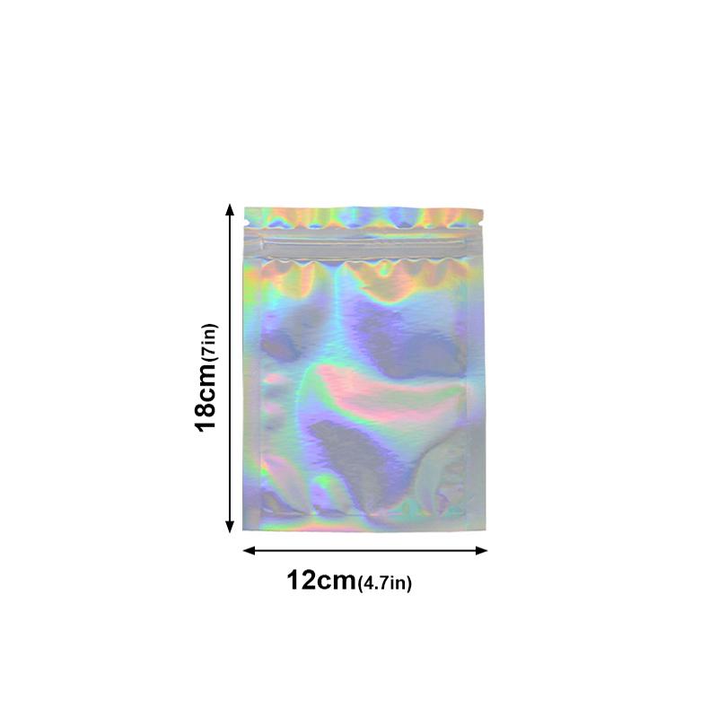 100pcs Resealable Laser Bags For Necklace Food Storage Bags Pouch Bag Necklace Jewelry Gift Packaging Kitchen Storage Bag