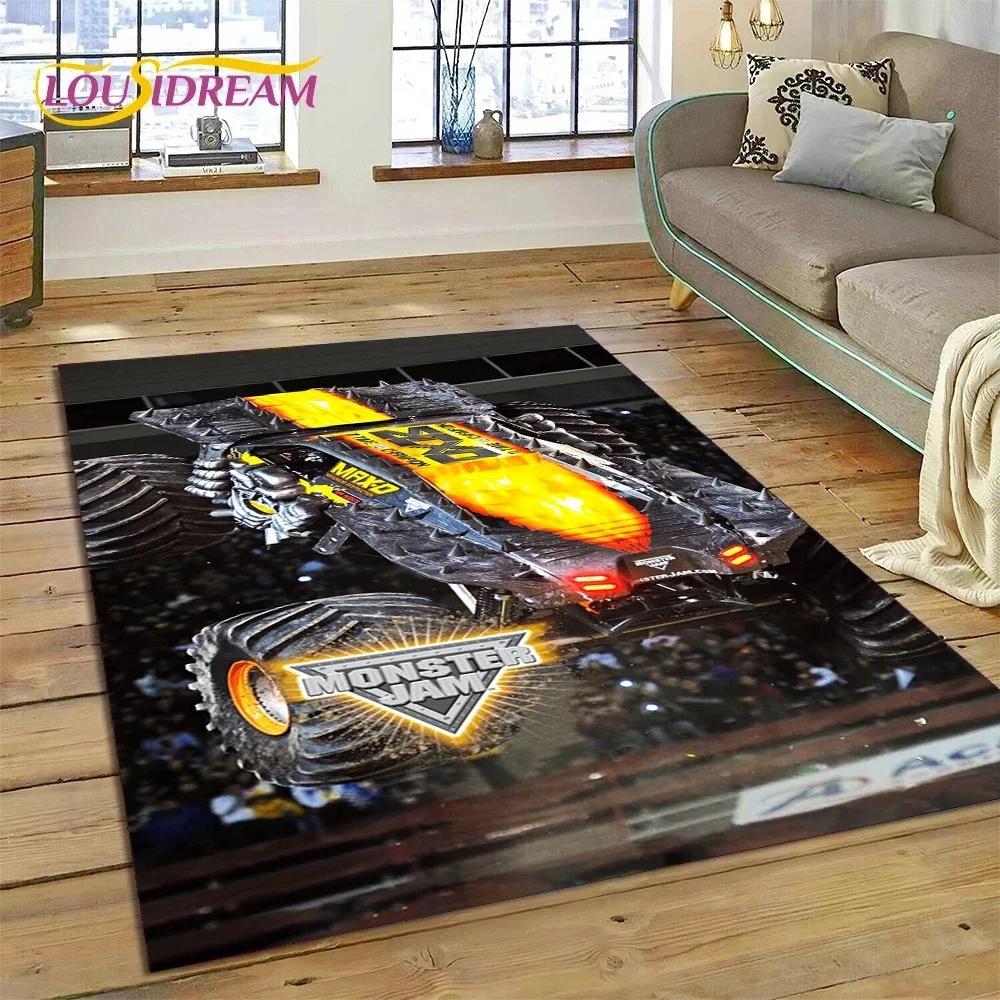 Ковер-мультфильм Monster Truck Monster Jam для спальни, гостиной, дома, украшение для дивана, большая игровая напольная подстилка для детей