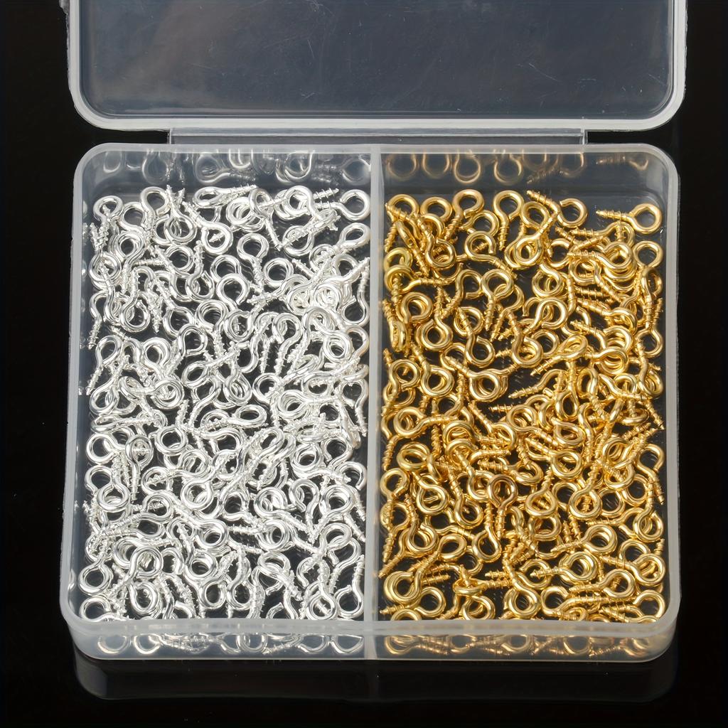 300 шт./кор. 9x4 мм винт мини-металлический маленький глазок подвески для DIY искусства и ремесел, фурнитура для изготовления ювелирных изделий, принадлежности для подвесок из бисера (Золото серебро)