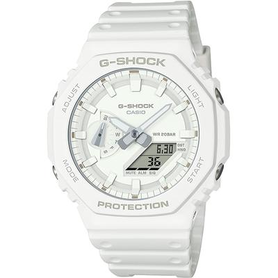 Мужские часы G-SHOCK GA-2100-7A7JF [серия G-SHOCK TONE-ON-TONE] круглые белые цифровые аналоговые