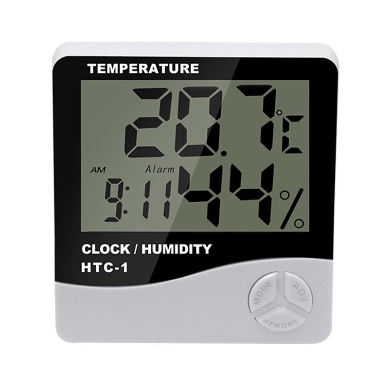 Thermometer Hygrometer Electronic Temperature Humidity Tester Meter Clock Alarm Indoor Outdoor Probe High Accuracy LCD Digital 2