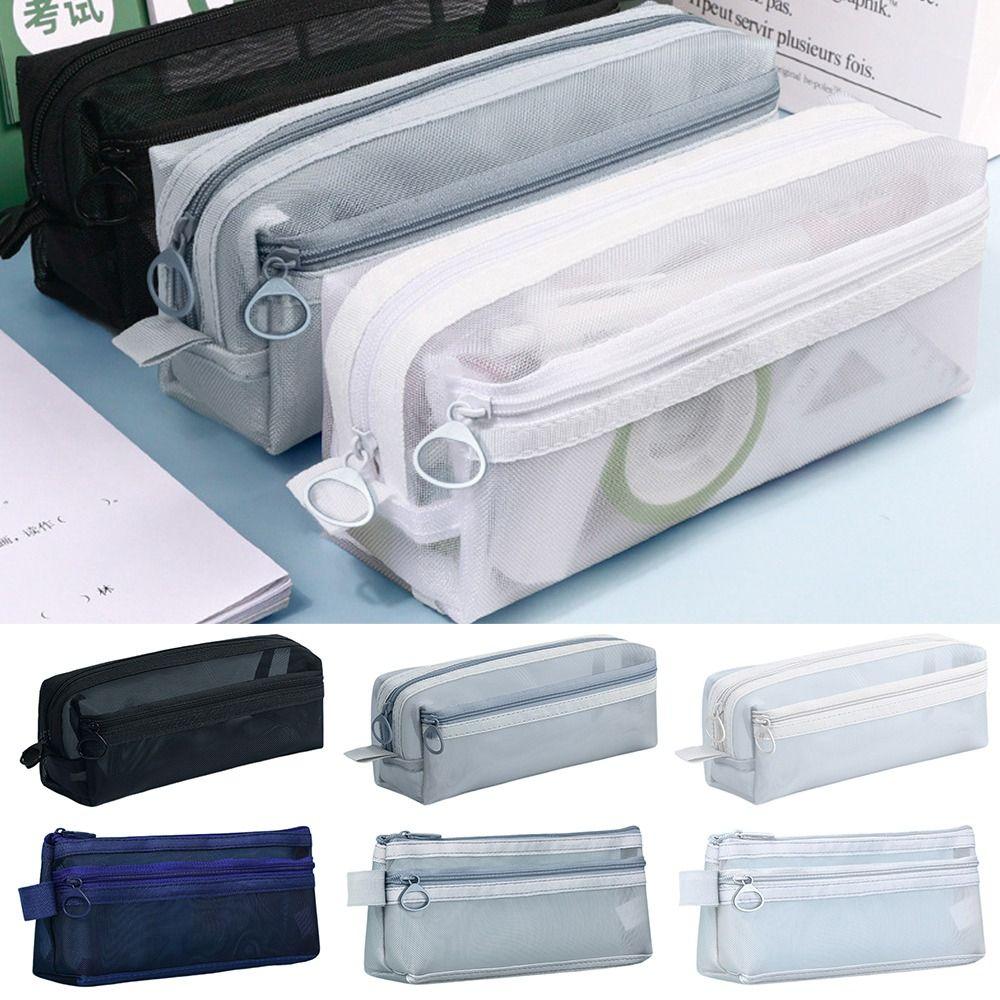 Сетчатый пенал Прозрачная косметичка Новые прозрачные пеналы Школьные офисные принадлежности