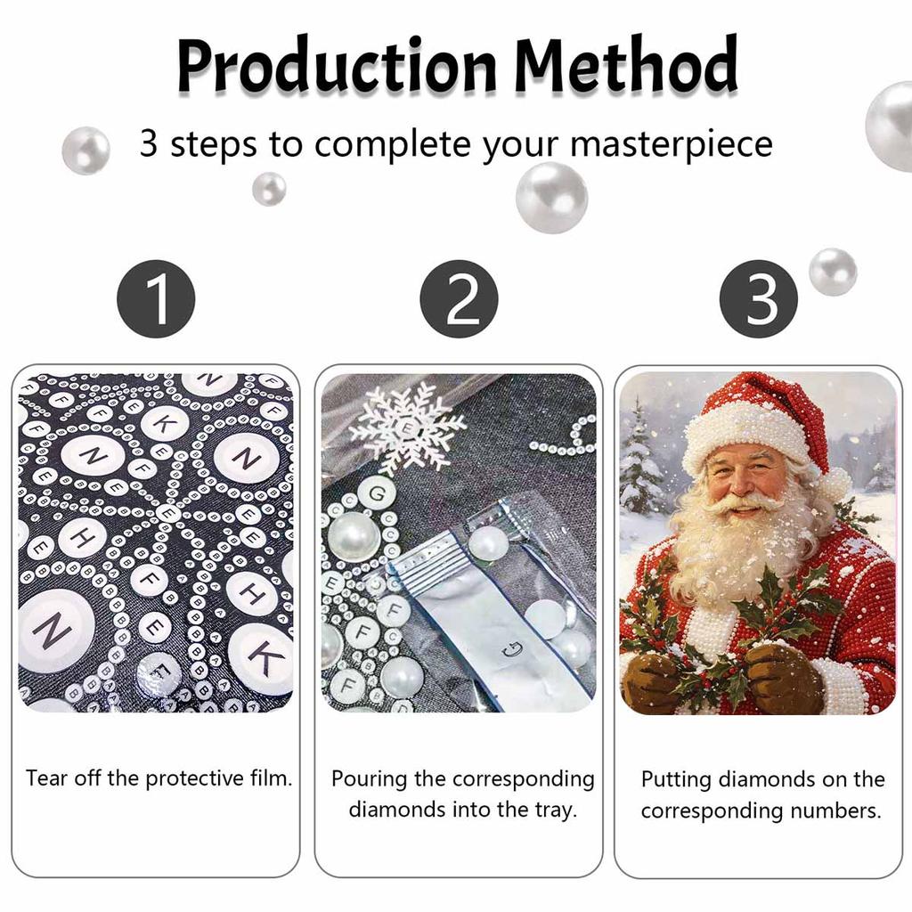 Christmas Pearl Painting Santa Claus Handmade Pearl Kit Winter Holiday Home Decoration Painting