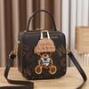 PU Leather Shoulder Bags Fashion Simple Cute Cartoon Bear Crossbody Bag Messenger Bag Women Female Small Square Bag Handbags