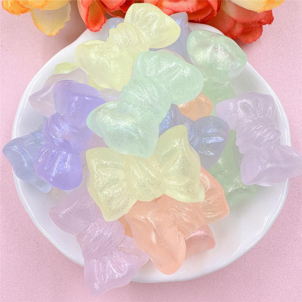Home Party Supplies Jewelry Making Handmade Material 16.2*24.2mm Bow 20Pcs Acrylic Charms Colorful Exquisite Loose Beads With Hole DIY