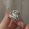 925 Sterling Silver Rings For Women Geometric Fine Jewelry Finger Adjustable Simple Retro Floewer Ring For Party Birthday Gift