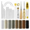 Leather Sewing Repair Kit With Sewing Awl 29PC Leather Tools Seam Ripper Leather Hand Sewing Stitching Needles Sewing Thread