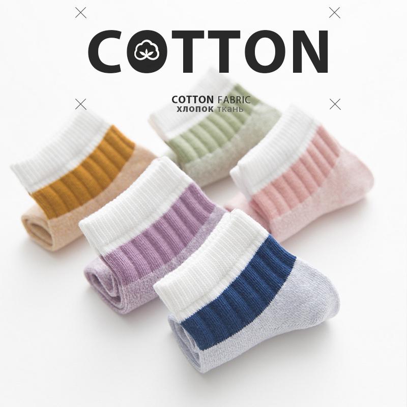 HSS 5Pairs Cotton Women Striped Socks Pink Green Thick Keep Warm Hair Socks Autumn Winter Girl Sock