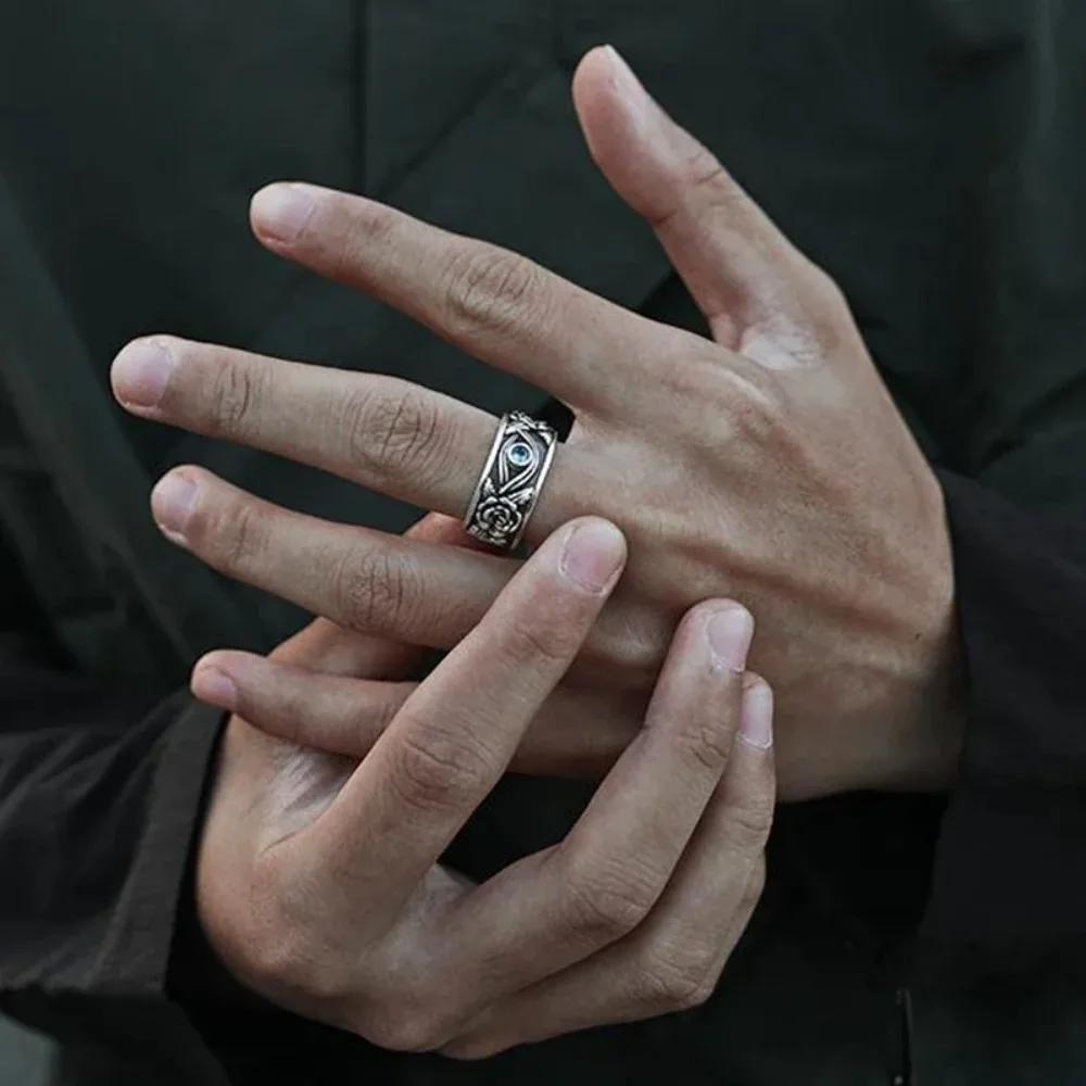 Минималистичное Нишевое Кольцо Глаз Гора Мужское и Женское Открытое Кольцо на Палец Регулируемое Украшение Подарок для Пары Тренд Персонализированное Вечернее Украшение