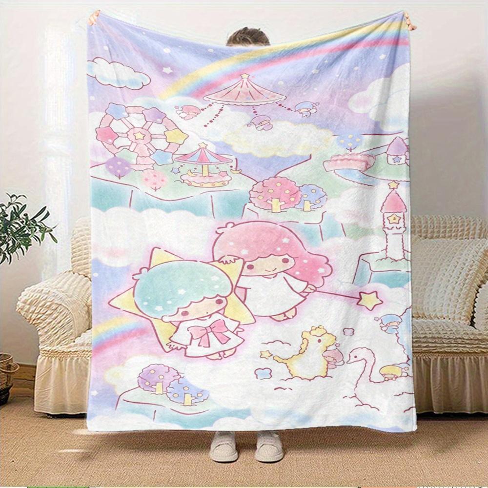 1pc Flannel Little Twin Stars, Fantasy Land, Pastel ColorsThrow Blanket, Cartoon Truck Pattern Printed Blanket, Warm Cozy Soft Blanket For C
