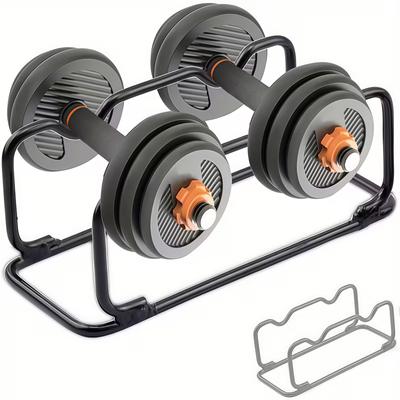 Стойка для гантелей, вмещает 2 гантели, грузоподъемность 50 кг, усиленная сталь, компактная, совместима с гантелями разных размеров, для домашнего использования и тренажерного зала (черный)