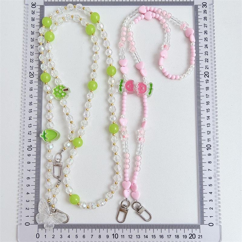 Универсальный ремешок для телефона через плечо с бусинами, длинные шейные ремешки, чехол для телефона с защитой от потери и нашивкой для iPhone, Samsung, Xiaomi