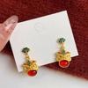 Cartoon Awakened Lion Earrings Good Luck Bell Ear Studs Lion Dance Earrings Set  New Year Gift