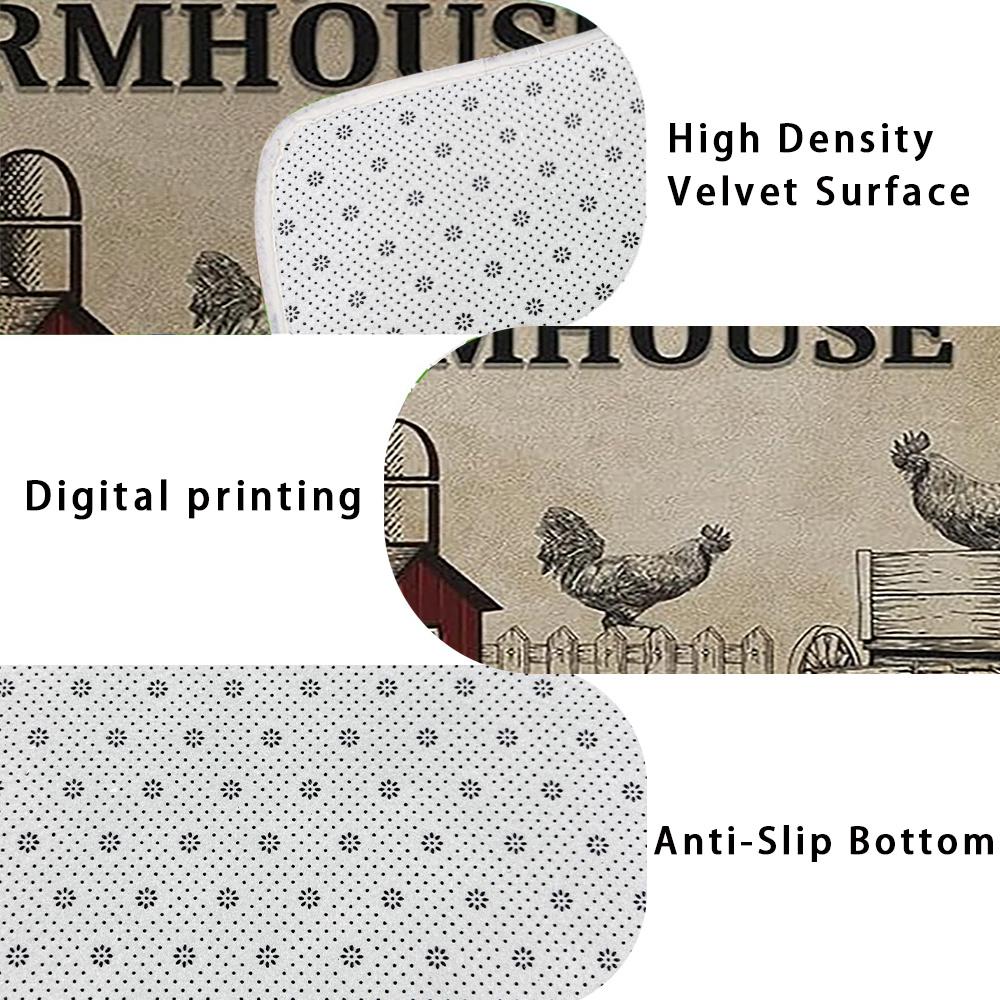 1 шт. анти-усталостные кухонные коврики, винтажный принт петуха, водонепроницаемый нескользящий толстый мягкий кухонный коврик, прочный, удобный стоячий коврик для кухни
