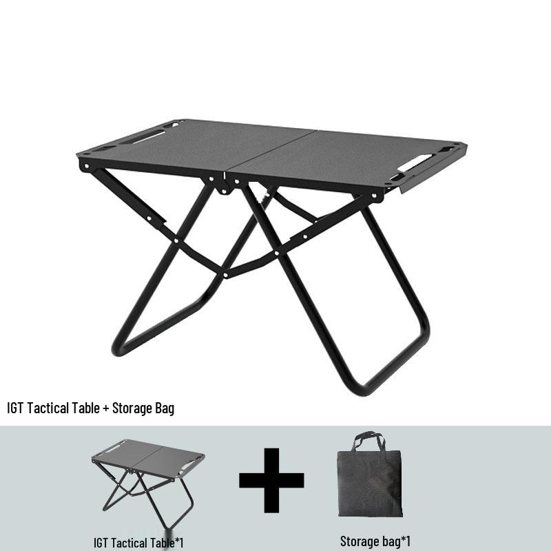 Portable Lightweight Foldable Outdoor Camping Table - Quick-Open Tactical Design, Multifunctional Carbon Steel BBQ Table.
