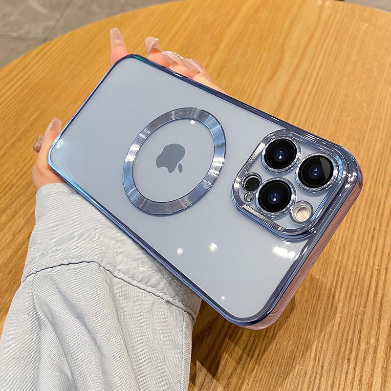 Гальванопокрытие Подходит для чехла iPhone 13 14 Прозрачное Магнитное притяжение iPhone12 Pro Max Простой 11 Противоударный Защитный чехол