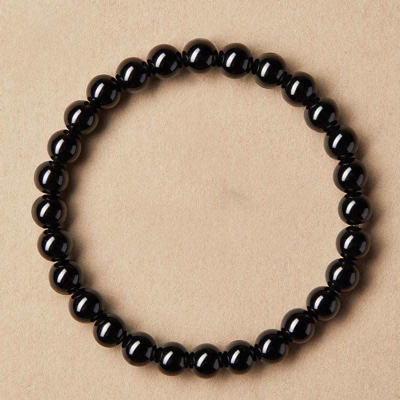 Браслет из натурального обсидиана, бусины, легкая роскошь, высококлассный, простой браслет, нишевая, универсальная, модная бижутерия