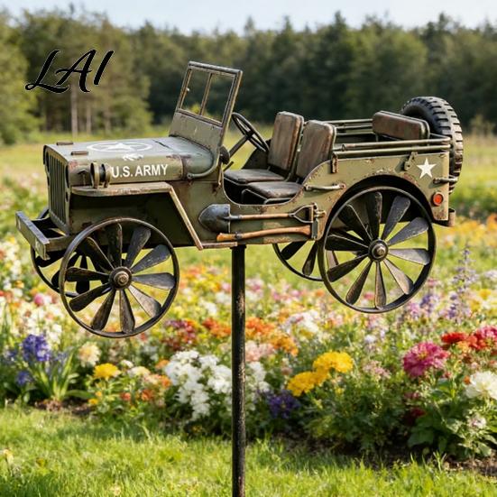 Outdoor Garden Decor Art Sasquatch Wind Spinner Wind-Powered Metal Weather Vane Kinetic Windmill Sculpture Yard Patio Lawn Decoration