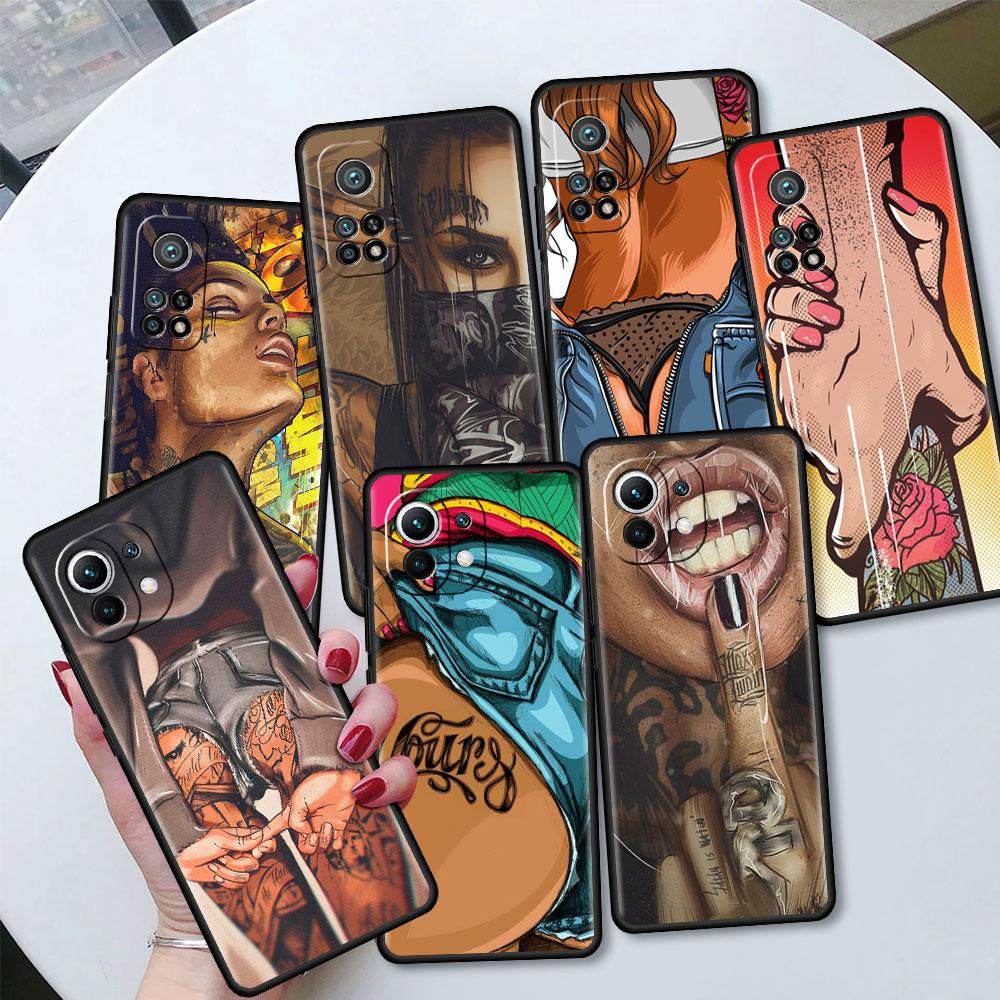 Sexy Tattoo Girl Funda Case For Xiaomi Mi 11 Lite 5G NE 11T Pro 10T 9T Note 10 12 12X 12S Ultra Soft Silicone Shell Phone Cover