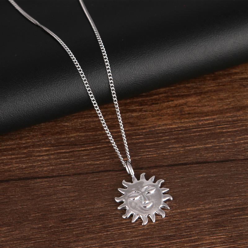 Винтажное серебряное ожерелье с подвеской в виде солнца и луны, идол, личность, темперамент, женское, ко Дню святого Валентина, подарок для девушки