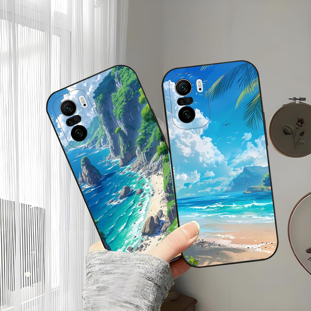 Beach Phone Case For Xiaomi 11 Redmi Note 11 5G 8T 9A 9 10T Note8Pro Note9 12SUltra Black Case