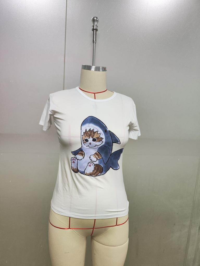 Hot Dog Print Casual Women's T-shirt