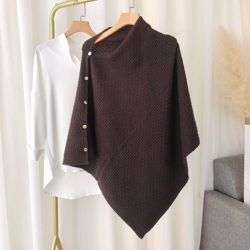 New Spring Women'S Knitted Scarf Shawls Knit Pashmina With Button Vest Solid Cashmere Shawl Wraps Bufandas Mujer Ponchos Cape