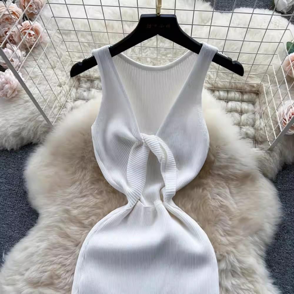 Полое платье с запахом без рукавов, сексуальное модное эластичное облегающее платье для вечеринки, элегантное платье, шикарное летнее женское платье для пляжного отдыха и отдыха