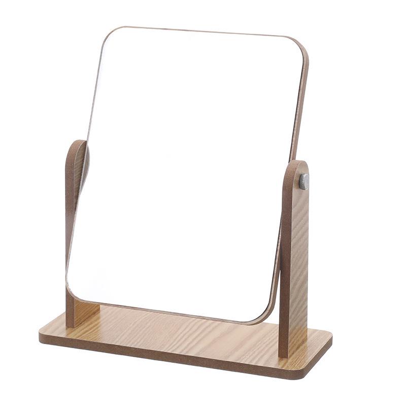 Portable Wooden Desktop Makeup Mirror – High-Definition, Rotating Vanity Mirror for Dorms and Students