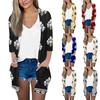 Women's Fashion Loose Casual Pocket Printed Cardigan Seven Sleeve Jacket Top