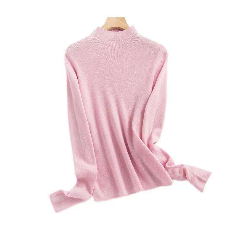Fluffy and Light, Semi-turtleneck Slim-fitting Versatile Inner Wool Sweater, Women's Fashion Temperament Full Wool Bottoming Shirt