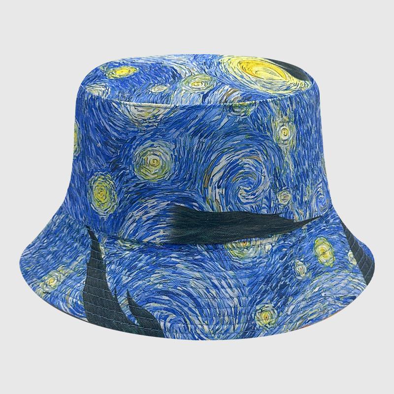 Tie Dye Fisherman Hat Uv Protection Assorted Colors Print Butterfly Cat Cap Leaf