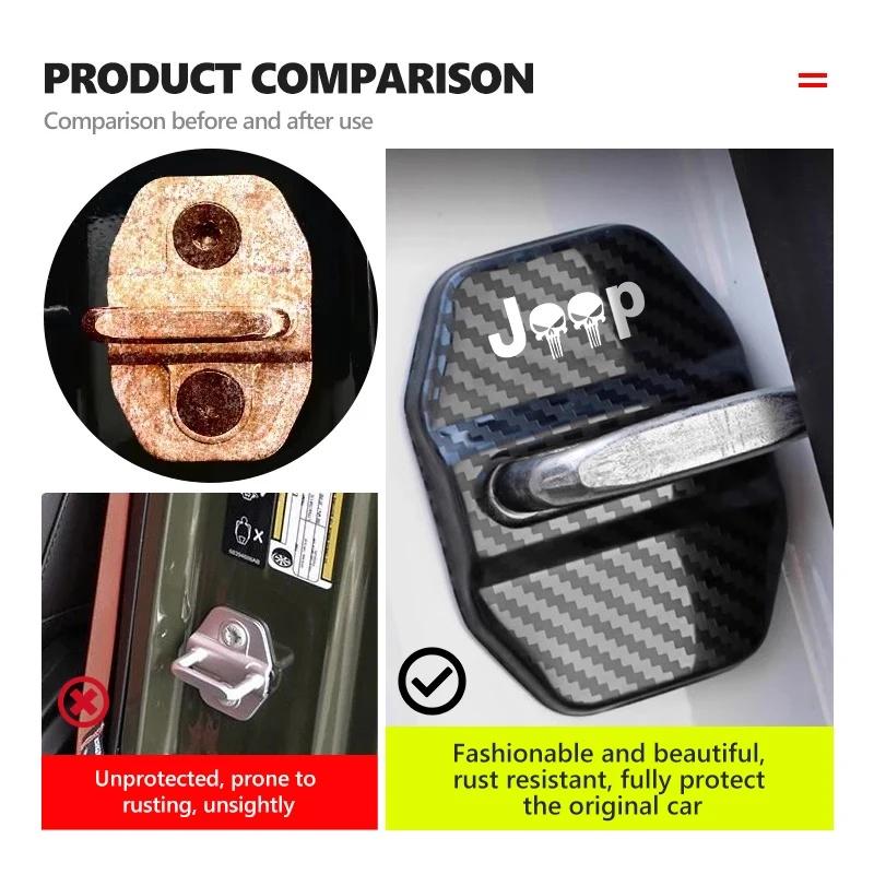 4Pcs Stainless Steel Car Door Lock Cap Cover for Jeep Renegade Wrangler JK Grand Cherokee Compass Patriot Liberty Auto Accessory