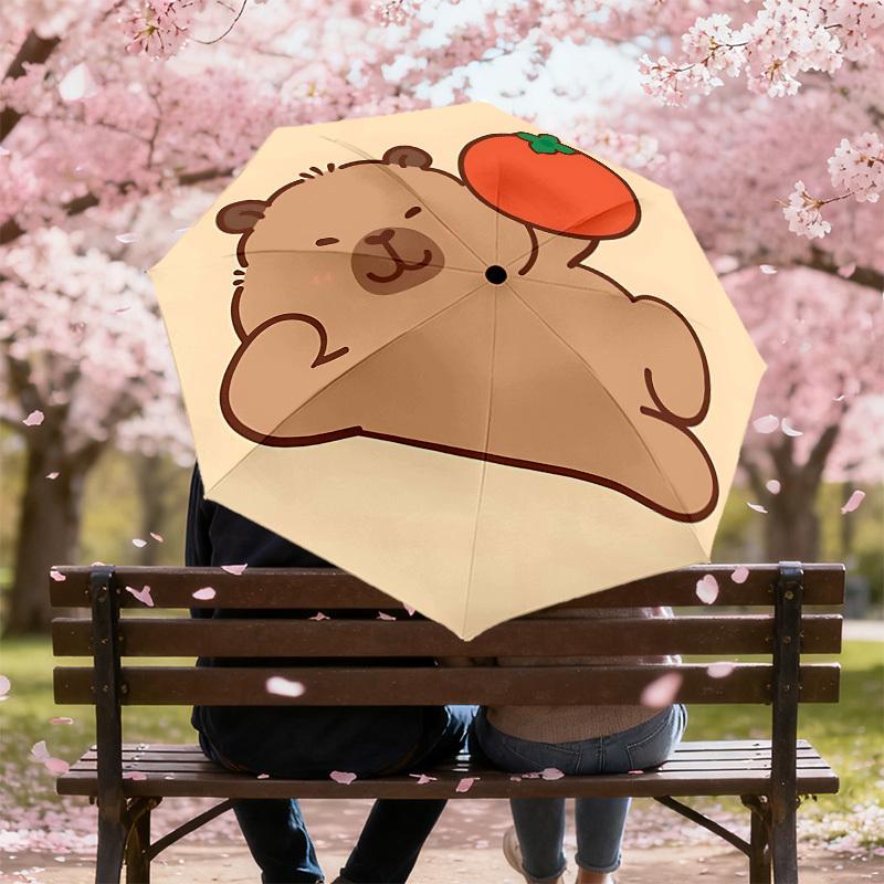 1PC Bear Tomato Umbrella-8-Rib Reinforced, Automatic Open, Lightweight & Durable, Cute Fashion Accessory for Outdoor-Y0354