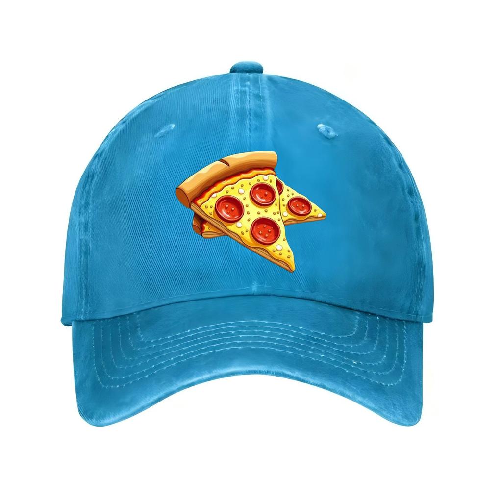 Pizza Slice Graphic Baseball Cap Adjustable Polyester Casual Streetwear Sun Protection Hat for Adults
