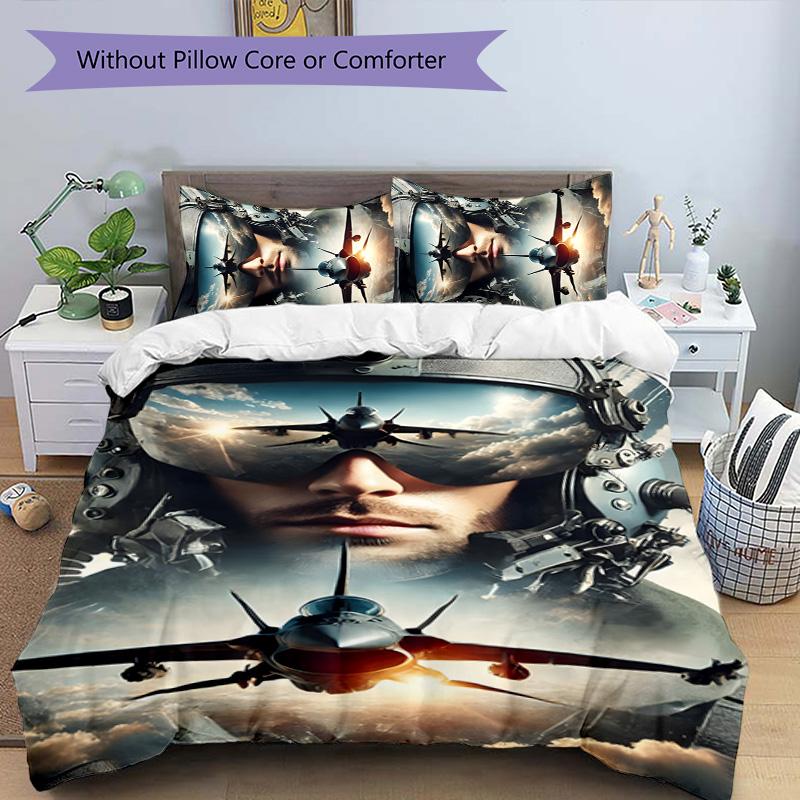 Top Gun 3pcs Bedding Set Duvet Cover Closure Includes 1 Duvet Cover & 2 Pillowcases for All Seasons Bedroom Home Dorm Decor