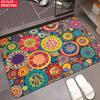 Rainbow Mandala Doormat Colorful Circular Floral Bohemian Vibrant Pattern Indoor Entrance Mat