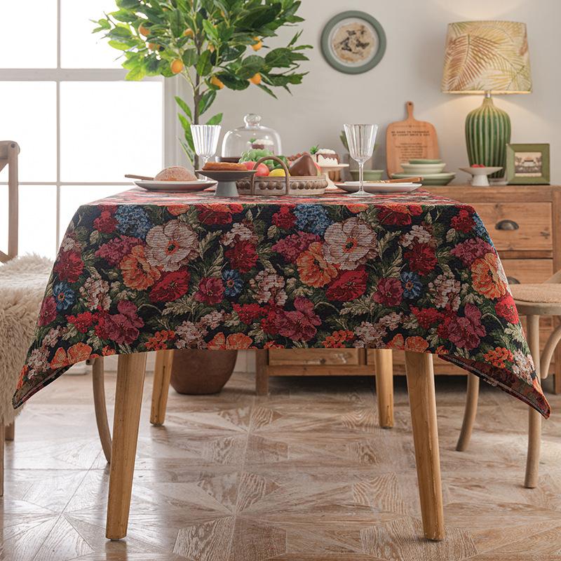 Скатерть в стиле ретро, с масляной живописью, круглая, квадратная, высококлассная, с цветочным декором, накидка, легкая роскошь, многоцелевая накидка