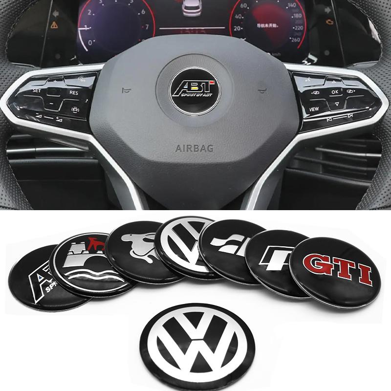 For Volkswagen For Volkswagen VW Golf Polo Passat GTI R Line R32 Jetta MK4 Car Steering Wheel Center Emblem Badge Stickers Interior Accessories zs0