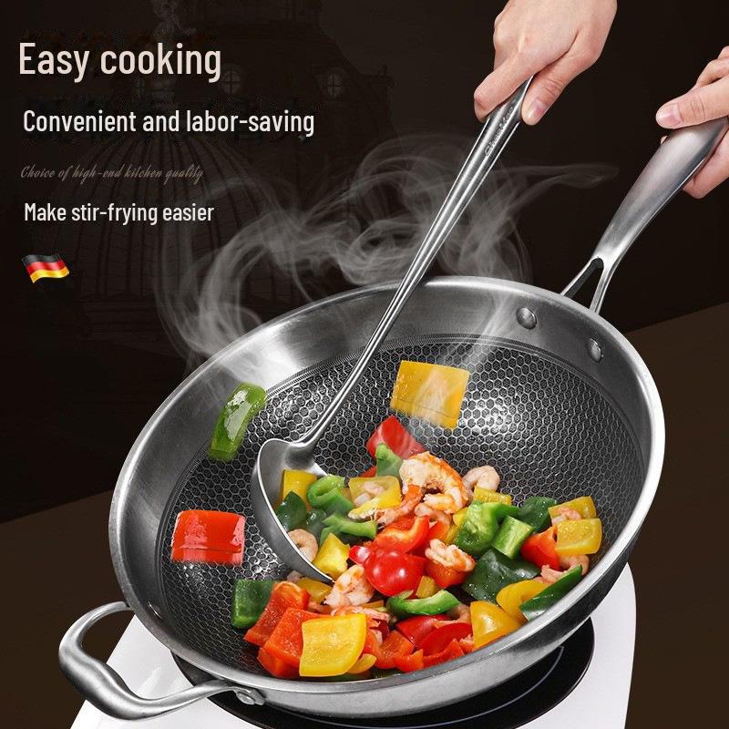 316 Stainless Steel Chef's Cooking Utensil Set: Frying Spoon, Long-Handle Soup Spoon, Shovel, and Spatula