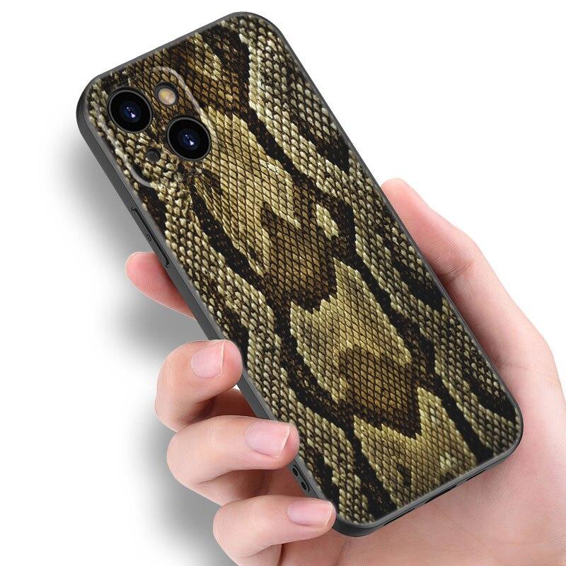 Модный чехол для телефона из змеиной кожи для Apple iPhone 13 12 Mini 11 Pro XS Max XR X 8 7 6S 6 Plus SE 2022 2020 5S 5, мягкий черный чехол