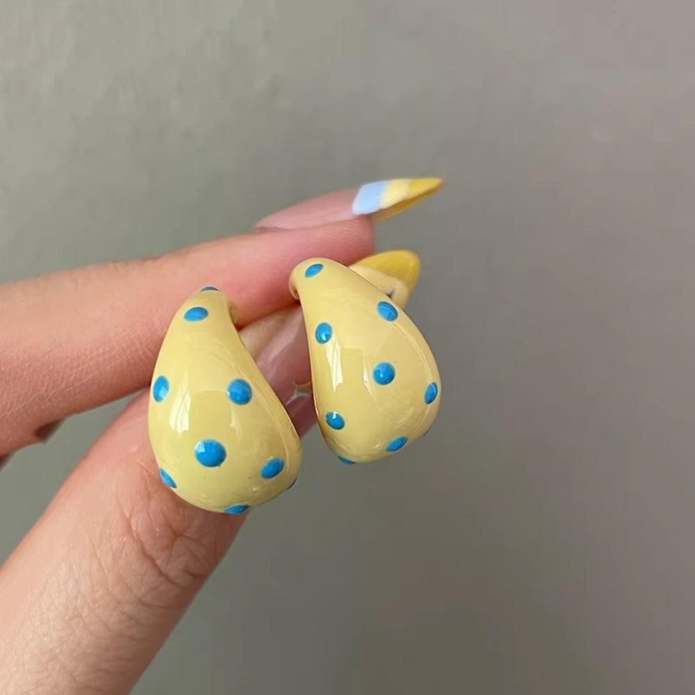Red Blue Dot Polka Dot Earrings Alloy Material Geometric Earrings for Women Jewelry