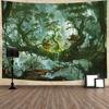Fantasy Forest Landscape Tapestry Flowers and Plants Misty Tree Hole Tapestry Wall Art Hanging Cloth Room Home Decoration