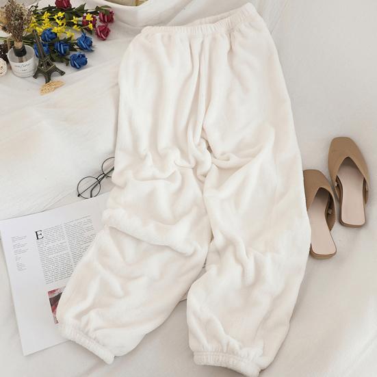 Женские зимние брюки, пижамные штаны, домашняя одежда, толстые, мягкие, теплые, плюшевые, кораллового флиса, с эластичной резинкой на талии, свободные, с ремешками на щиколотке, удобные женские повседневные брюки