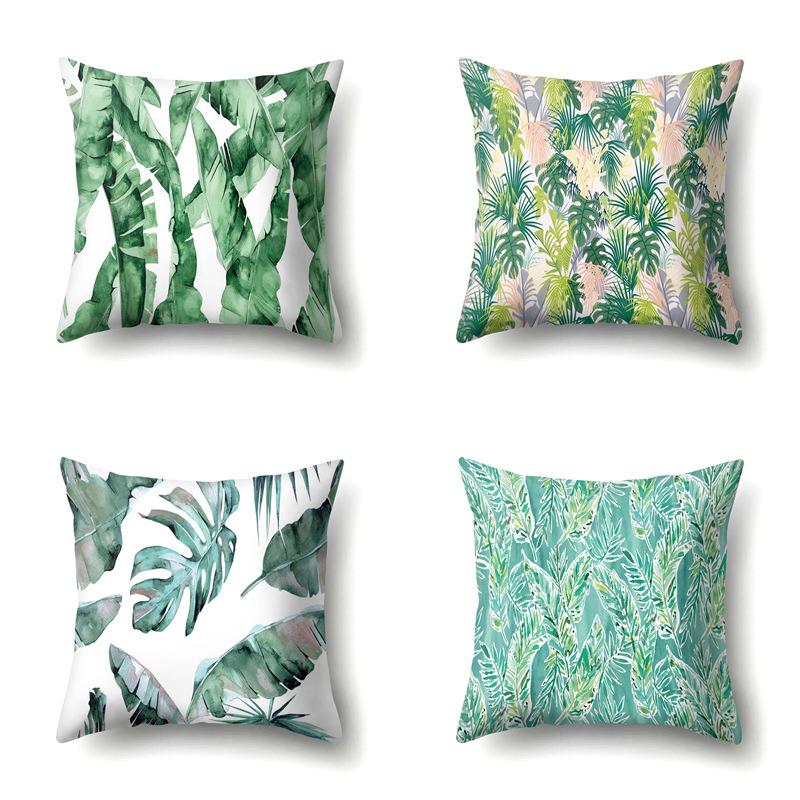 Polyester Pillowcase Ins Style Plant Flowers Nordic Printed Peach Leather Velvet Cushion Cover Sofa Waist Cushion Cover