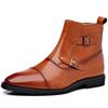 Fashion Men's Classic Retro Chelsea Boots Mens Fashion Leather Ankle Boot Men British Style Brogue Short Boots High-top Casual Shoes