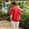 CHALLENGER Men'S Pq Blouson Raglan Cut-Out Short Sleeve Collared T-Shirt Red