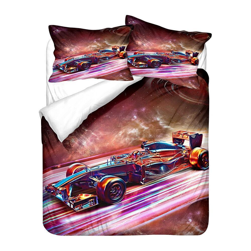 3D Printed Racing Bedding Set King Queen Bed Down Duvet Cover Pillowcase 2/3pc Speed Racing Bed Cover Teenagers Boys Men's Cover Gift