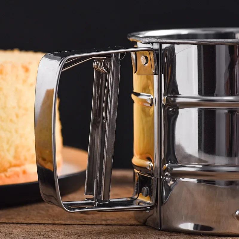 Flour Sifter Sieve, Fine Mesh, Hand Press Design, for Baking, Powder Sugar Shaker, 1pc